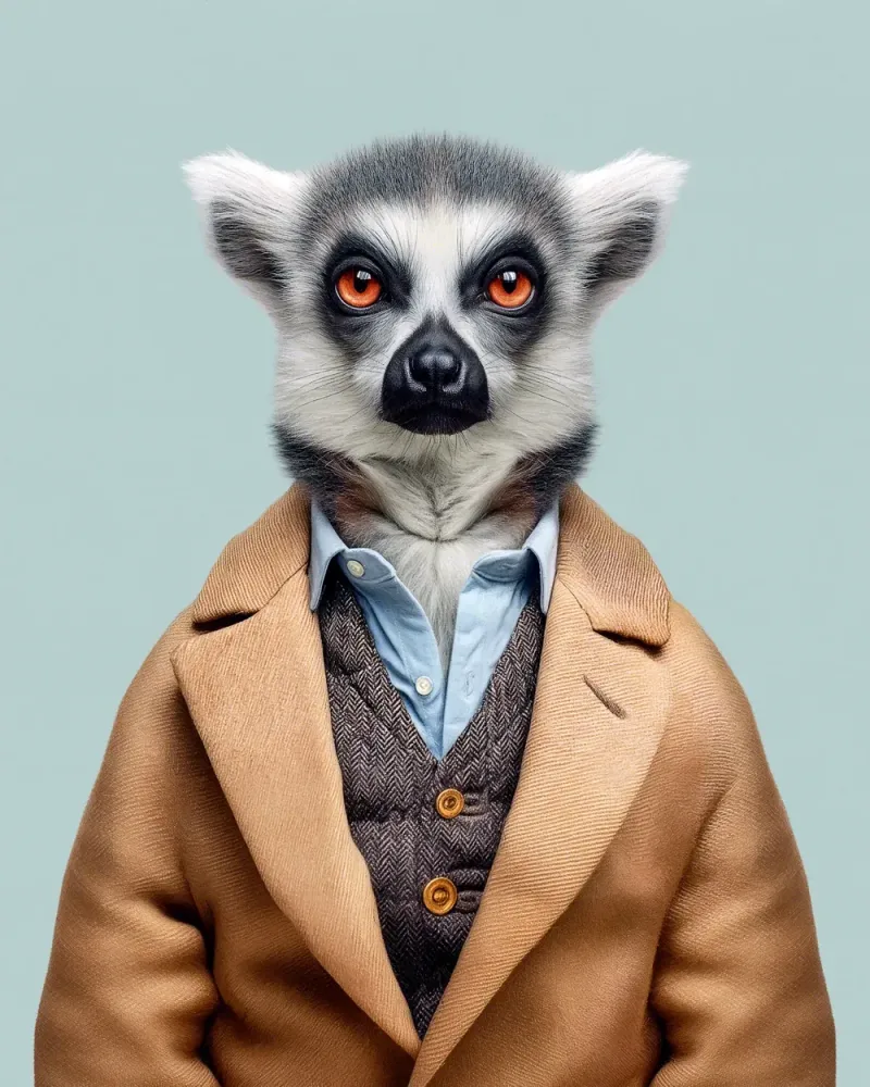 Wesley, Ring-tailed lemur — Animal Kinhood portrait by Yago Partal