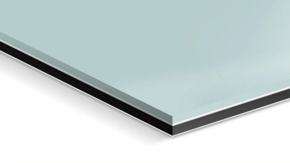 Matte acrylic mount section · acrylic and Dibond aluminum layers